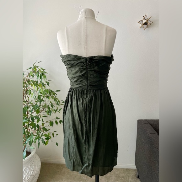 J.Crew Crinkled 100% silk Arabelle dress. Dark green size 10 - Picture 4 of 12